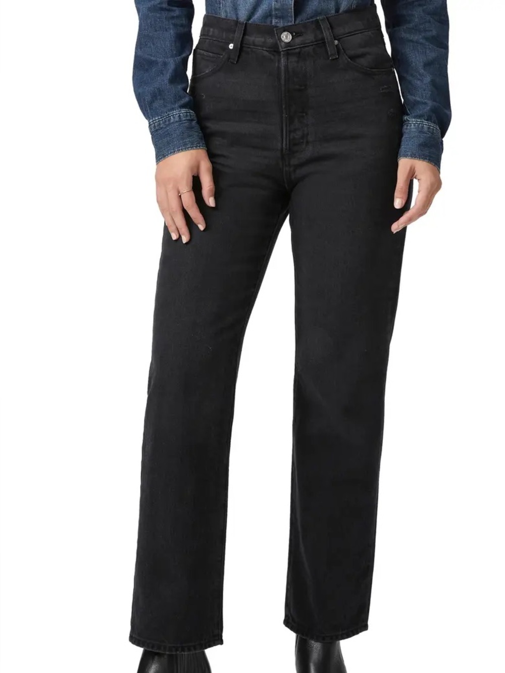 PAIGE Black High-Rise Straight Leg Jeans